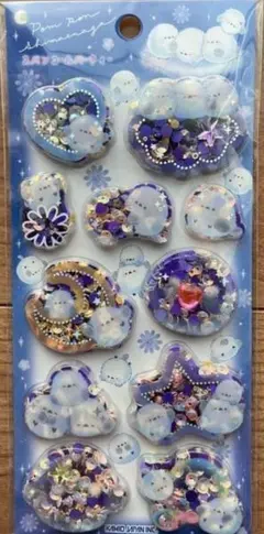 スパンコールパーティー　正規品　　シマエナガ　シャカシャカシール