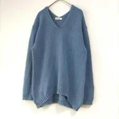 〈レプシィム〉　長袖ニット 青系 ざっくり　ゆったり　Ｖネック　F