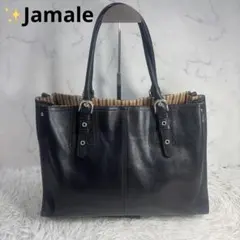 未使用級✨Jamale ジャマレ レディース トートバッグ レザー ブラック 