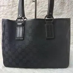デニッシュ 様用極美品 GUCCI ブラック トートバッグ GGパターン