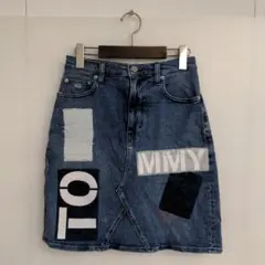 5ピ86◎TOMMYJEANS◎ひざ丈スカート◎デニムタイトスカート◎レディースのサムネイル