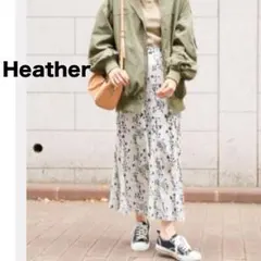 【Heather】切り替え フレア 花柄 スカート ロング丈 ウエストゴムのサムネイル