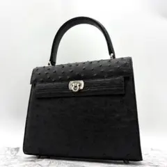 極美品✨ロダニア RODANIA オーストリッチ ハンドバッグ フルポイント
