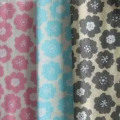 ダブルガーゼ　はぎれ　生地　北欧　フラワー　3色セット