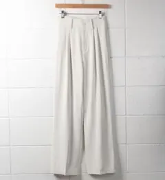 me+em select 太ベルトハイウエストカラータックスラックス