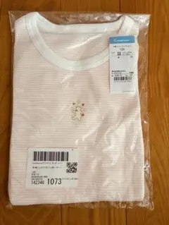 Combimini 半袖Tシャツ 肌着　ミジンボーダー ライトピンク 120cmのサムネイル