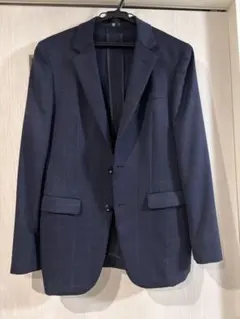 ネイビー チェック柄 ビジネススーツ ベスト付き　スーツセレクト