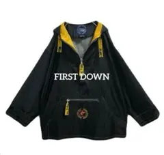 ファーストダウン90sアノラックパーカーナイロン刺繍ロゴ古着bboyB系y2k