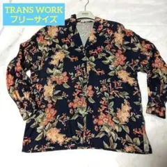 TRANS WORK ボタニカル柄リネン素材の羽織ブラウス フリーサイズのサムネイル