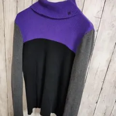 LAUREN ラルフローレンRL切り替えタートルネックリブニット90sXL