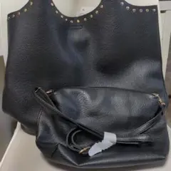 avancerブラックレザートートバッグ ショルダーバッグセット