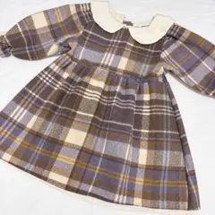 Aosta ブラウンチェック柄 ワンピース M