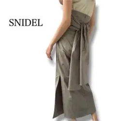snidel スリットペンシルスカート バックリボン カーキ ロング タイト