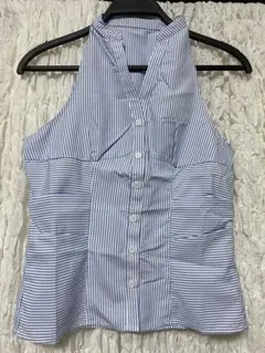 ★新品未使用★ シーイン ノースリーブ青白ストライプシャツ