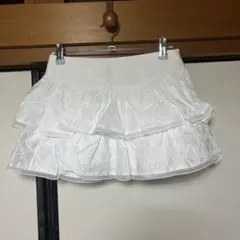 SEOOCOOKIE ホワイトフリルミニスカート XS