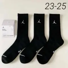 【新品】ジョーダン ナイキ バスケ クルーソックス 23-25cm 3足組 黒