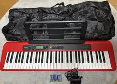 カシオトーン2022年製【CASIO CT-S200キーボード赤61鍵盤】電池付 カシオ キーボード CT-S200 RD【高さ調整できるピアノ椅子(黒)付