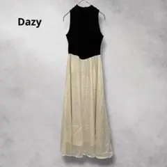 ノースリーブ/ハイネック/ロングワンピース/プリーツスカート（S）Dazy