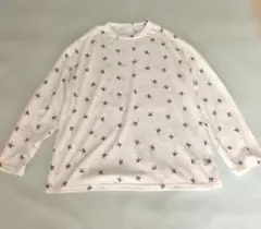 Dazy シアートップス リボン柄　アイボリー　L