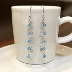 no.197 ラブラドライト　コーティングブルートパーズ　ピアス