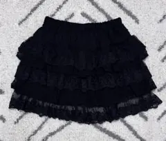 フリル付きブラックミニスカート