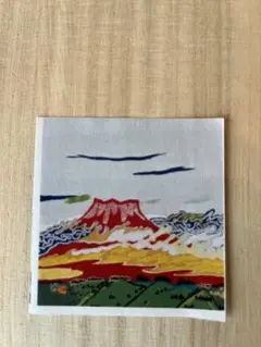 大型油絵　風景 額付き 片岡球子【松竹梅と赤富士】アクリル板付き、手描き　肉筆 大型油絵 風景 額付き 片岡球子【松竹梅と赤富士】アクリル板