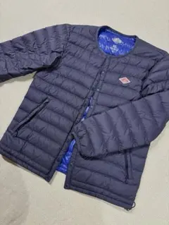 【美品】DANTON インナーダウン　ノーカラー　ネイビー 40
