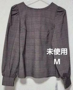未使用 INGNIイング チェックパフスリーブブラウス