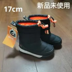 【新品未使用】キッズスノーブーツ　17cm　黒 オレンジ内側