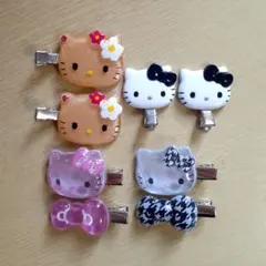 ハローキティ 前髪クリップ ヘアクリップ まとめ売り サンリオ 日焼け 千鳥柄