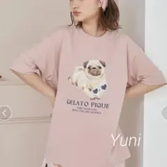 ジェラートピケ♡パグ柄Tシャツ♡ピンクのサムネイル