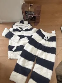 新品！タグ付きジェラートピケ　ボーダーパーカー＆パンツ　フリーサイズ