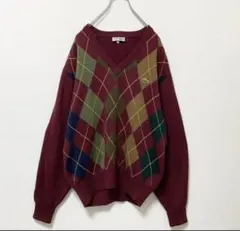 CHEMISE LACOSTE アーガイル柄 Vネック ニット