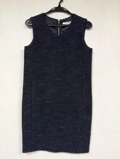 エムプルミエ　ワンピース　ネイビー　34 エムプルミエ ワンピース 34 M-premier BLACK フード付きネイビー