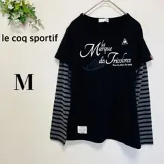 ルコック（M）カットソー　袖ボーダー　長袖　ロゴ