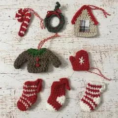 23 クリスマスオーナメント　ガーランド　ハンドメイド 編み物　北欧
