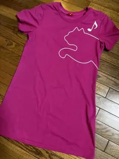 PUMA 半袖Tシャツ ピンク 音符 猫　美品のサムネイル