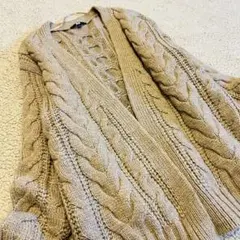 美品ウール混★ユニクロ★レディース長袖カーディガン 【M】ベージュゆったり羽織り