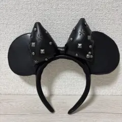 スタッズ付きブラックミッキー耳カチューシャ