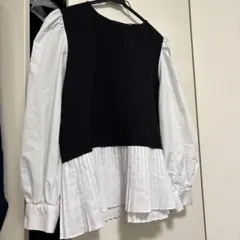 【ZARA】プリーツデザインの黒と白のトップス