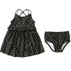 ★デビロック　110 ブラック　水玉　女の子　水着　セパレート　ワンピ