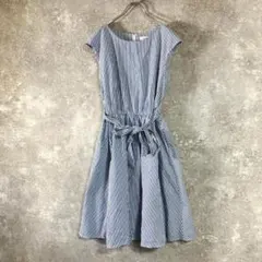 GALLERY VISCONTI　ノースリーブワンピース　ストライプ　ブルー