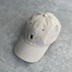 90s 台湾製 ポロラルフローレン キャップ　ベージュ レザーベルト