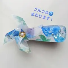 レジンヘアクリップ　ヘアピン hairclip 和風小物　風車　朝顔