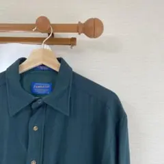 90s USA製 PENDLETON エルボーパッチ 無地ウールシャツ 古着