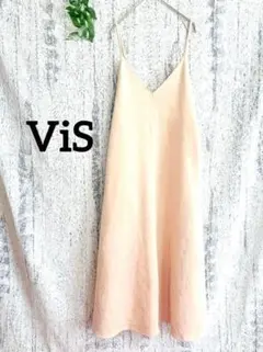 【ViS】 ベロア調 綺麗めキャミワンピース レディース (F) ベージュ