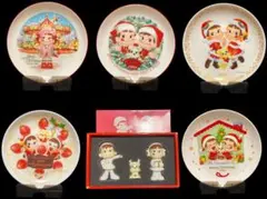 不二家 ペコ ポコ クリスマスプレート 5枚 ホワイトペコポコクリスマス 3体