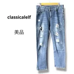 美品　classicalelf ダメージ加工 デニムパンツ ライトブルー 28のサムネイル