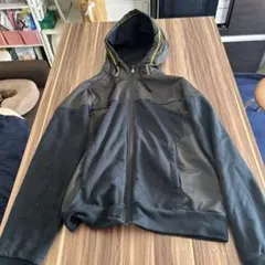 adidas フード付きジップアップパーカー L ブラック/グレー