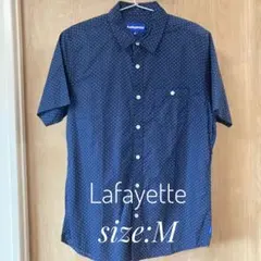 Lafayette ラファイエット ドット柄 半袖シャツ ネイビー Mサイズのサムネイル